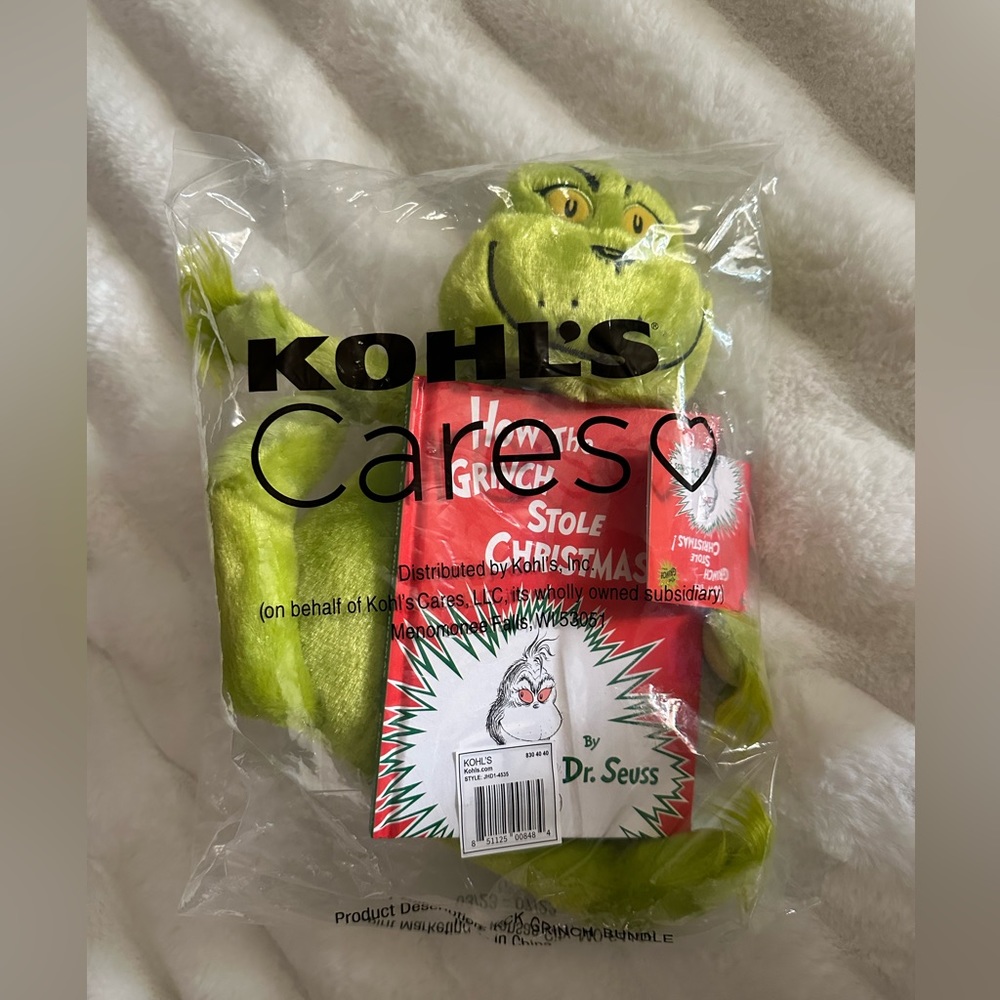 The grinch stuffy and book set - NWT